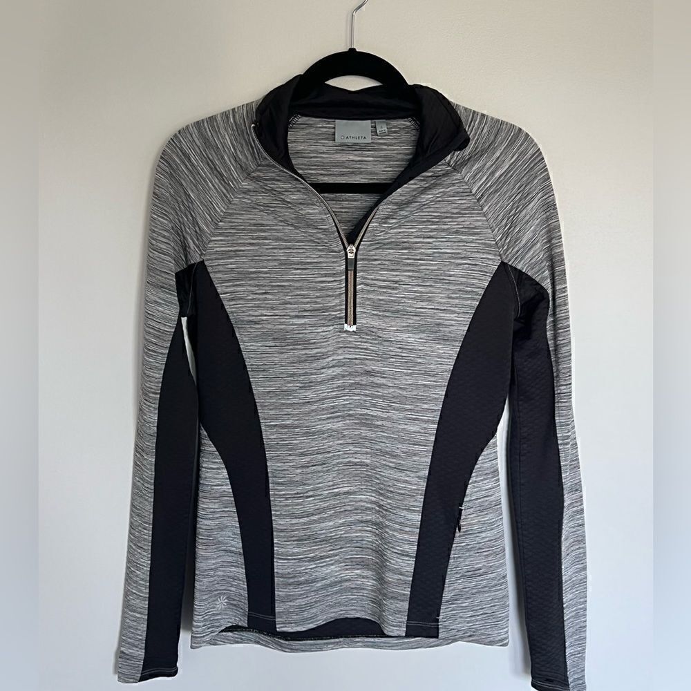 *$2/30* Athleta 1/4 zip quilted pullover in gray/purple heather with black trim